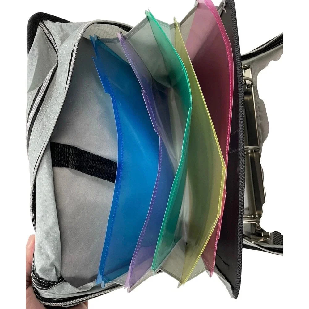 Case-it 3-Ring Zipper Binder Multi-Color Doodle Monster Print Expandable 2 inch